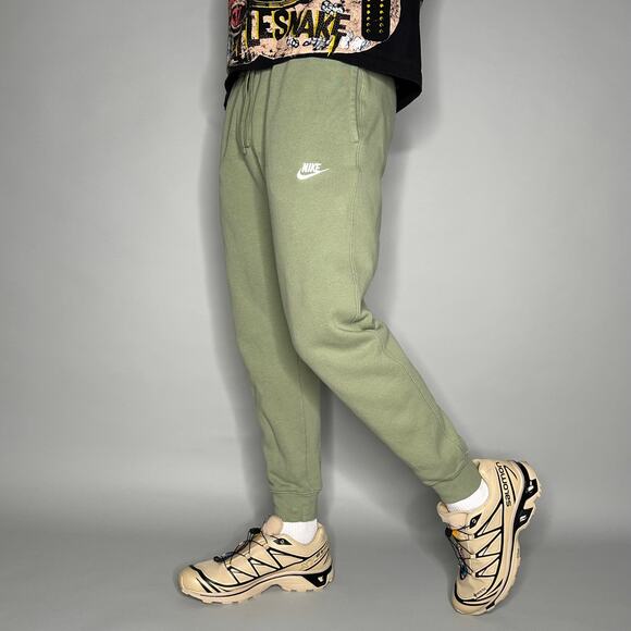 Nike Sweatpants Sage Green Cotton Joggers White Swoosh - Picture 1 of 4